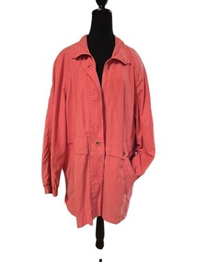 Vintage Monica Gray Pink Utility Jacket with Relaxed Fit and Lightweight Design